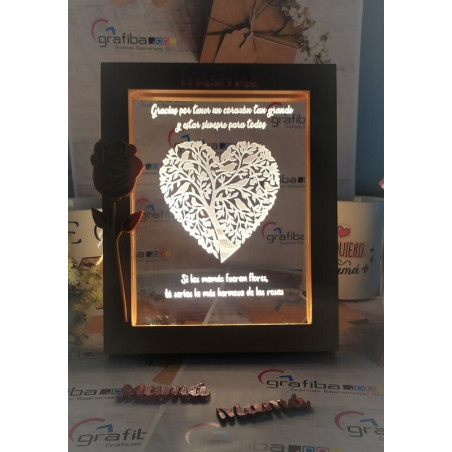 Marco de madera con luces led personalizado